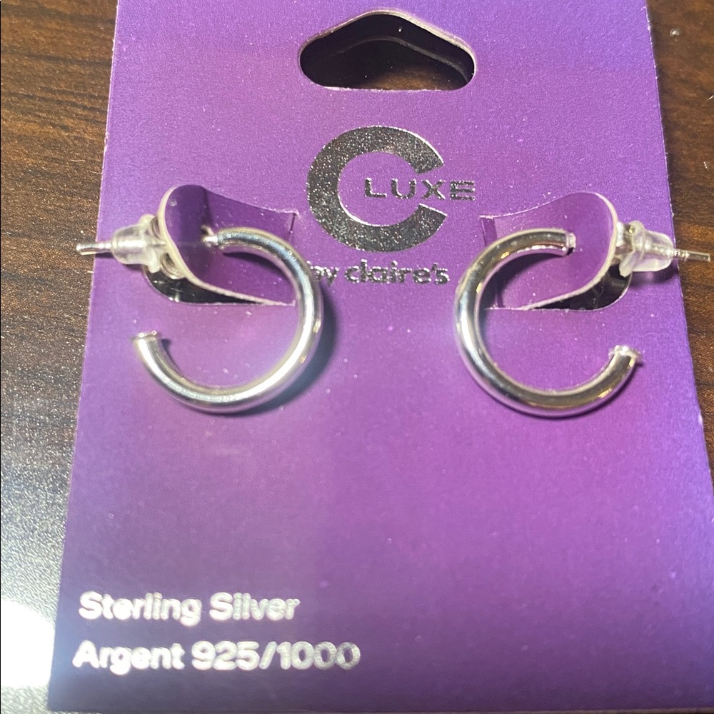 Sterling Silver 925 Open small Hoop Earrings by Luxe by Claire's - NWT